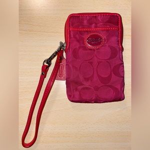 Red Vertical Coach Wallet Wristlet